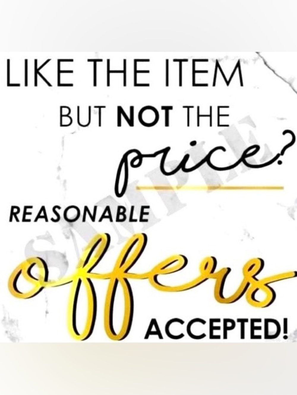 Decorative Typography Print - 'Offers Accepted' Yellow Script